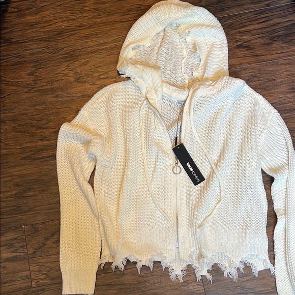 Fashion Nova Sweaters - Fashion Nova Cream Hooded Sweater